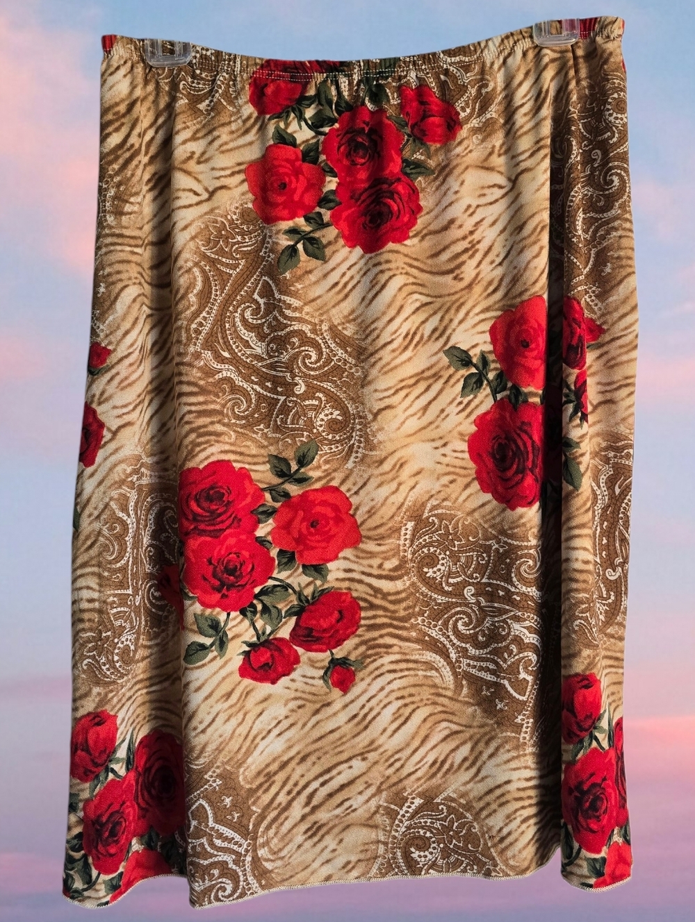 🌹Y2K Rose & Paisley Animal Print Abstract Skirt🌹